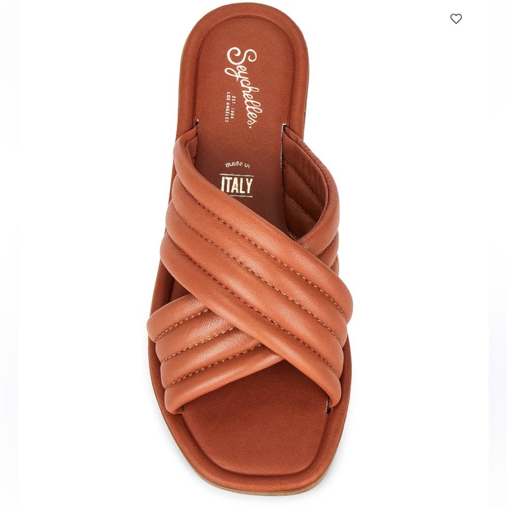 Seychelles Tan Quilted Slide Sandals